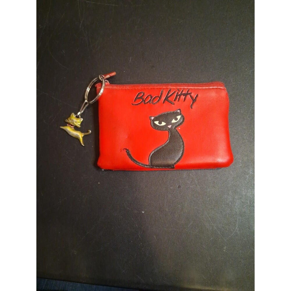 Bad Kitty Cat Red Coin Purse Credit Cards ID Sleeve Made In China, Charm TAIWAN - Picture 2 of 11